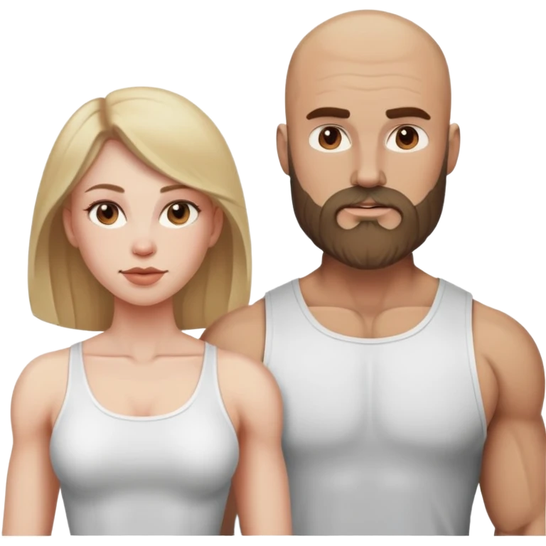 Beautiful dark blonde riding her muscular bald beard husband emoji