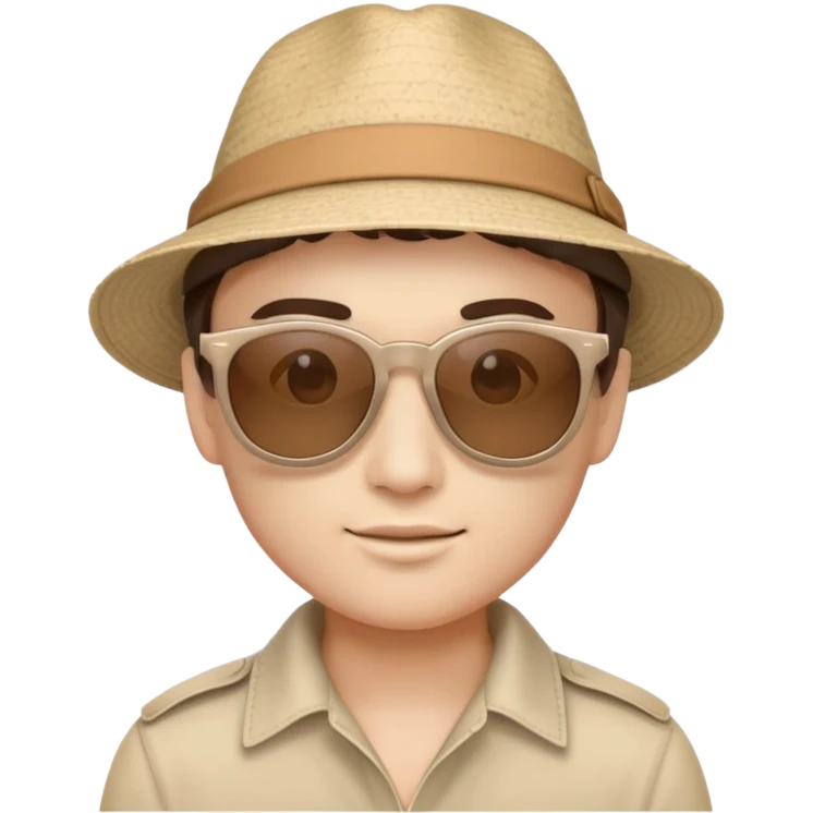 Tourist hat and sunglasses with soft subtle colors, not bright emoji