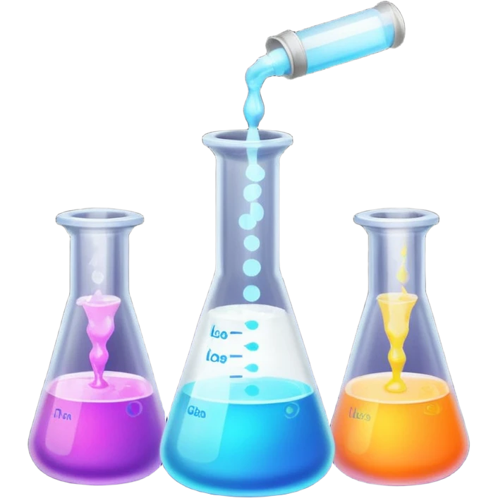 hi-lighters uv light glowibg formula in beaker/ test tube and baking soda in lab emoji