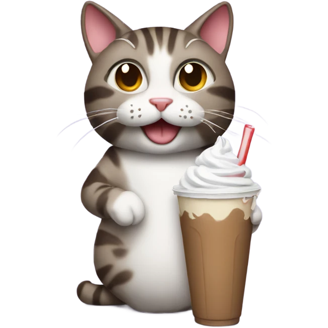 Cat holding milkshake emoji