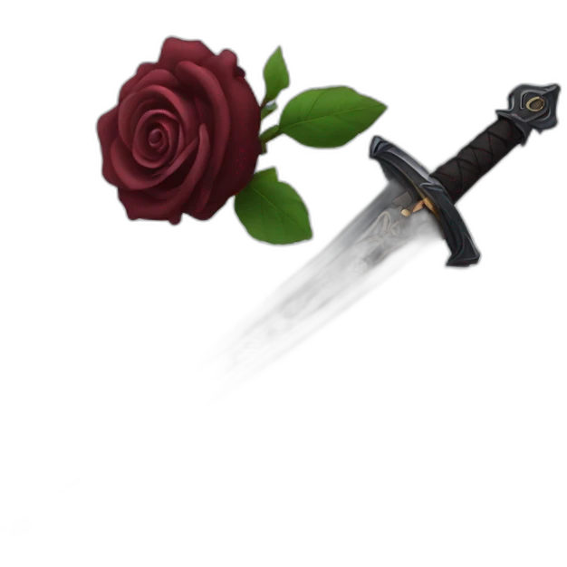 Magic black rose and sword emoji