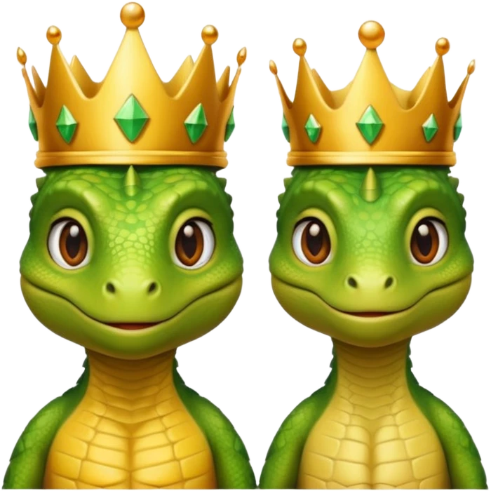 Female and male Lizard with crowns emoji