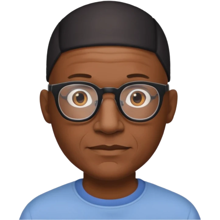 Mature Bald Black male with glasses clean shaven emoji