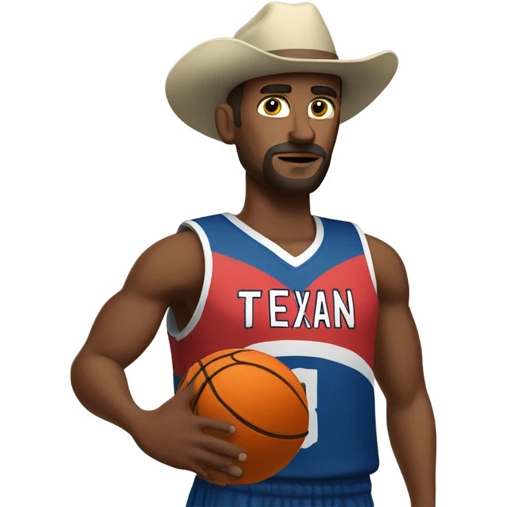 Texan man gun in wearing a basketball jersey emoji