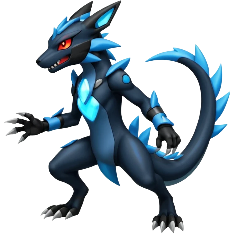 Edgy futuristic Zeraora-Salandit-Zekrom-Lucario-fusion emoji