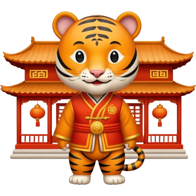 Chinese new year 老虎，我要有新年气氛的… 背景可以加屋子等吗… 可以加 新年快乐 2026 字眼吗 emoji