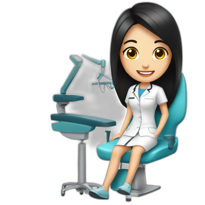 Dentist-girl-eyesmile-black middle straight hair-dental chair emoji