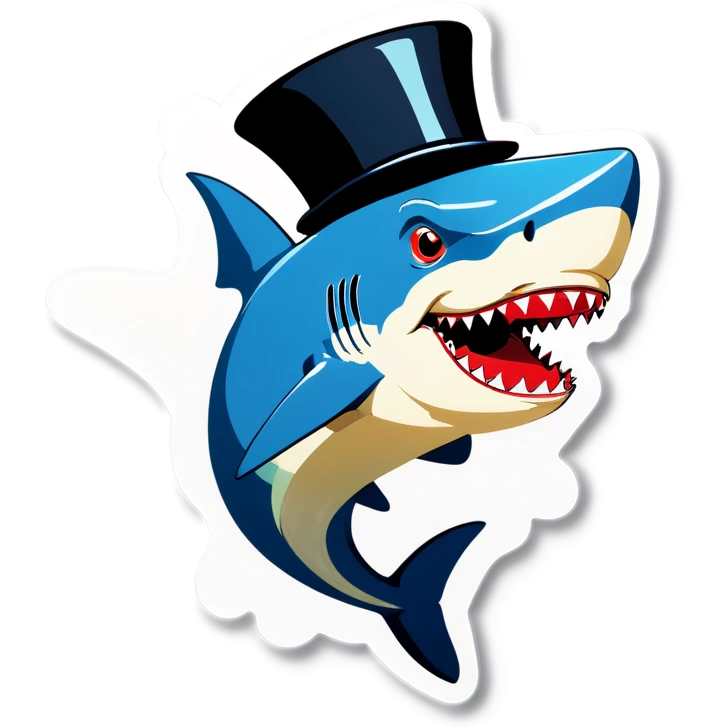 Shark with a top hat emoji