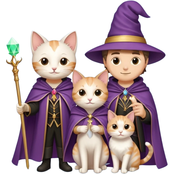 magician couple and their pet cat emoji