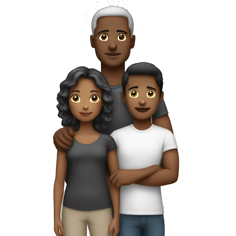 Família mulher negra homem branco com 2 filhos emoji