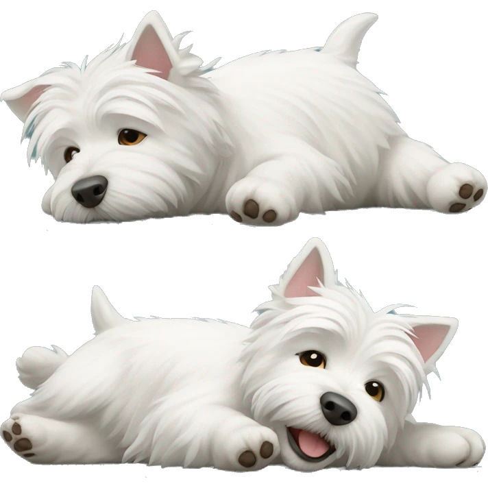 white west highland terrier lying and rolling emoji