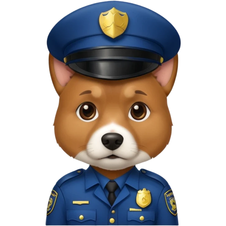 A dog dressed as a police officer, looking serious and observant emoji