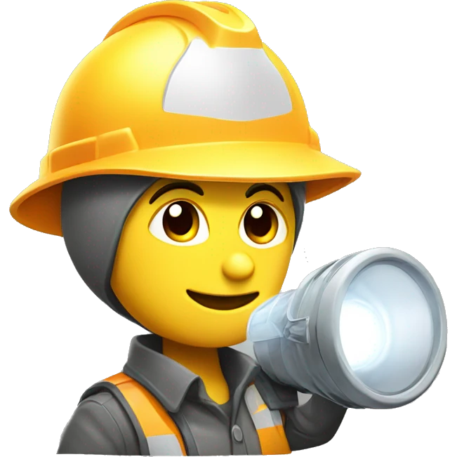 flashlight character with hard hat one  emoji