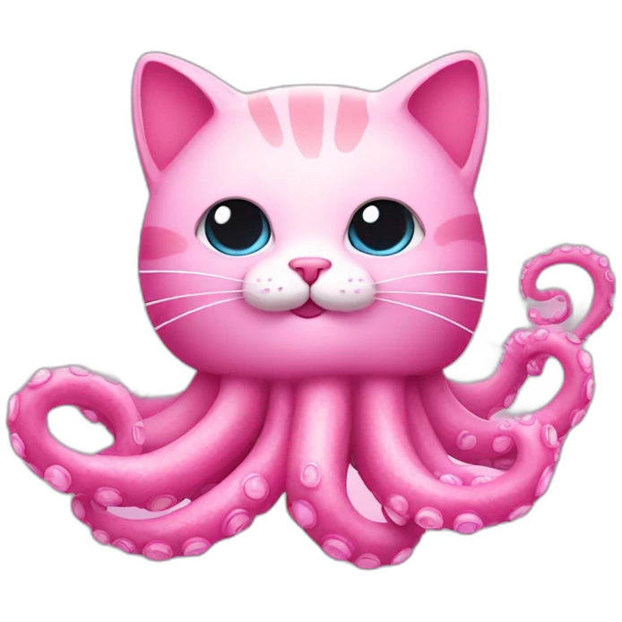 pink cat with cute fluffy Octopus Tentacles emoji