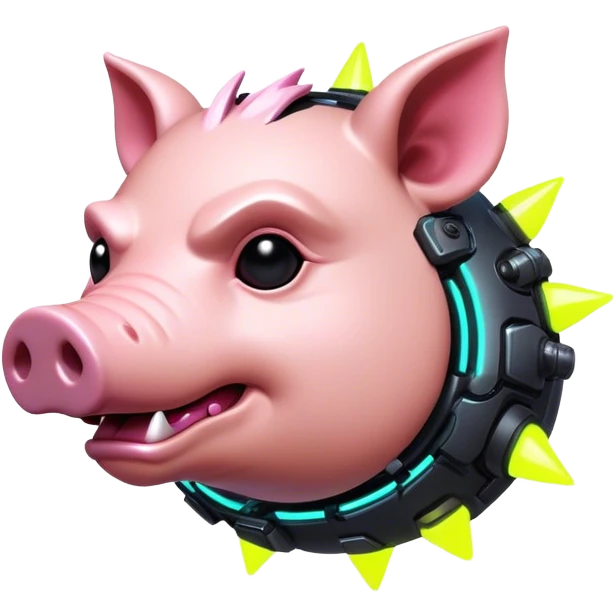 cyberpunk hog with neon emoji