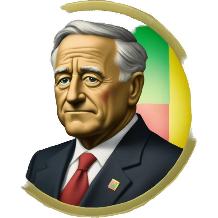 USD Dime coin with the Ethiopian flag as the background colors of green yellow and red, but maintains the face of President Roosevelt, as well as “Liberty” and “In God we Trust” emoji