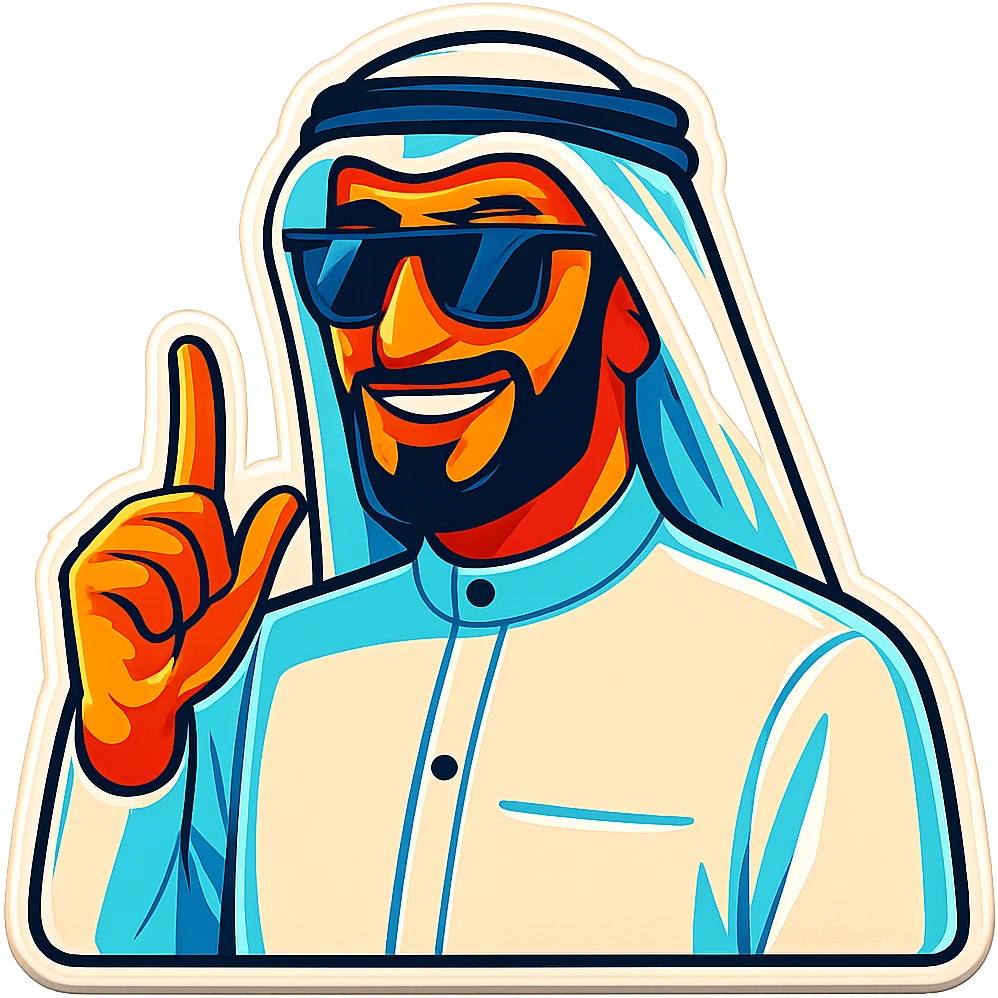 Remove the background, keep the Middle Eastern man in traditional Arab dress, TikTok style, vibrant and fun, with transparent background. emoji