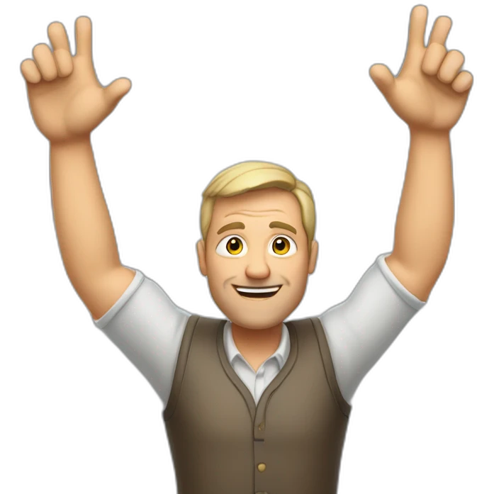 adult german man, arms up emoji