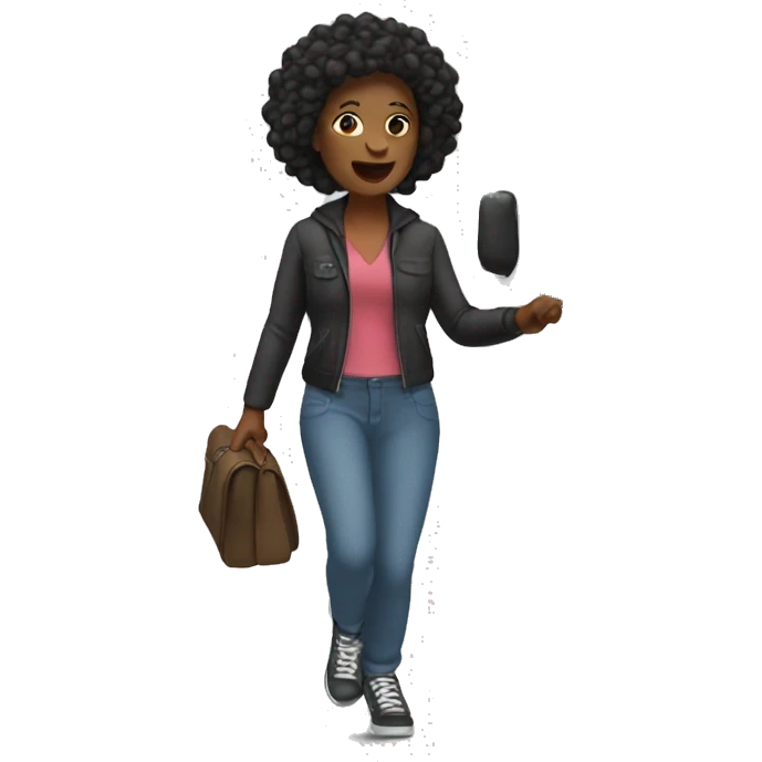Black woman getting off bus emoji