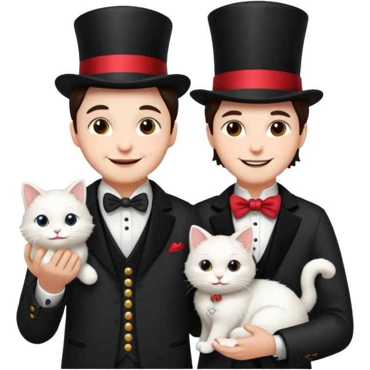 magician couple and their pet cat emoji