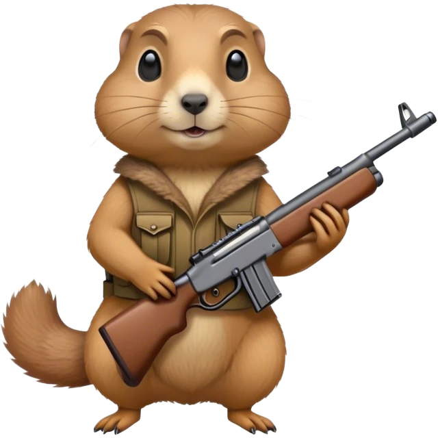small prairie dog holding a rifle emoji