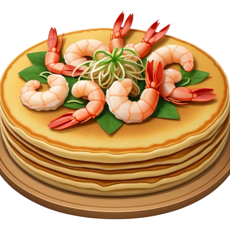 Cinematic Realistic B√°nh x√®o Dish Emoji, depicted as a crispy Vietnamese pancake filled with shrimp, pork, and bean sprouts rendered with dynamic textures and vibrant, appetizing lighting. emoji