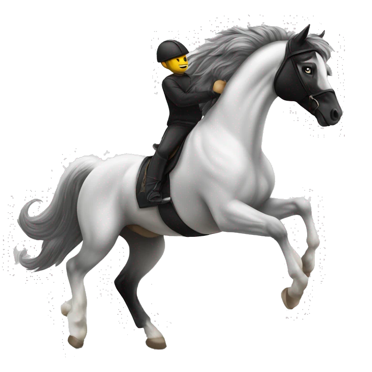 Cavallo bianco e nero che salta  emoji