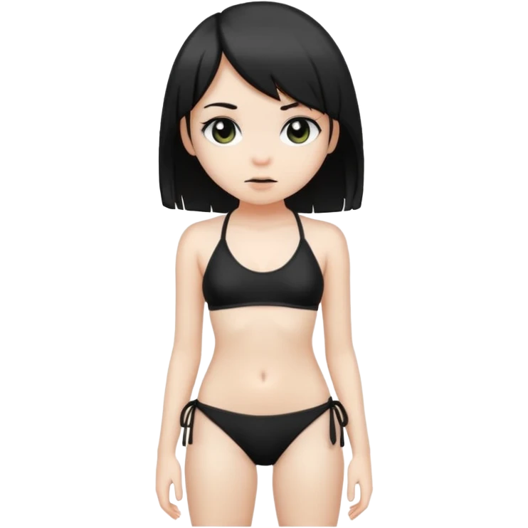 white emo girl skinny slim thick black bikini full body cute emoji