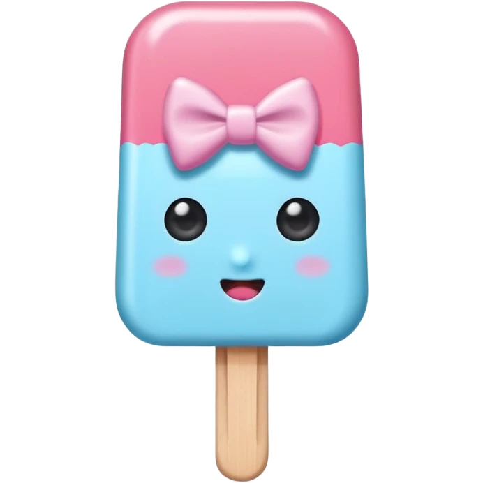 monochrome popsicle with eyes and head bow emoji