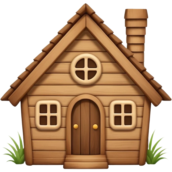 adorable stick house with a smiling face emoji
