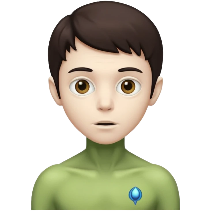 alien white boy with dark brown hair emoji