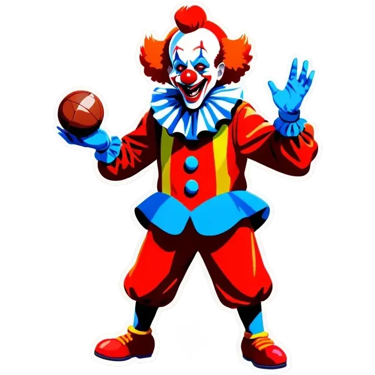 Clown skilling up defenders with a football emoji