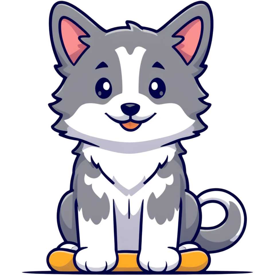Grey kitten sitting on top of a border collie emoji