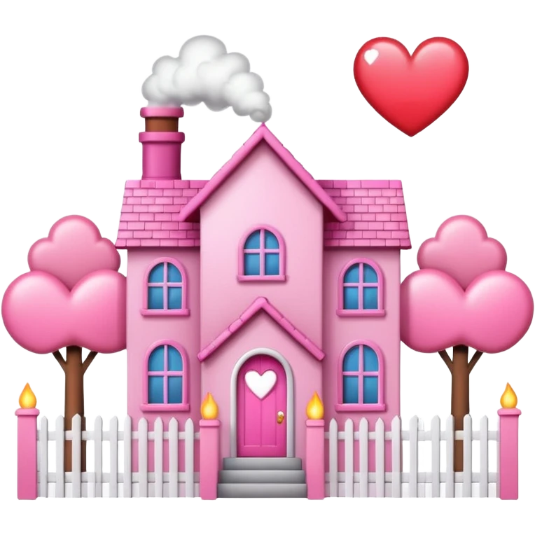 Pretty pink cartoon house a little more realistic like an emoji style sparkly  emoji