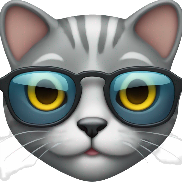 Cute grey cat wearing sunglases emoji