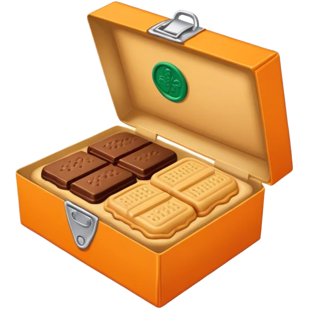 Tagalongs Girl Scout cookie orange box peanut butter & chocolate cookie emoji