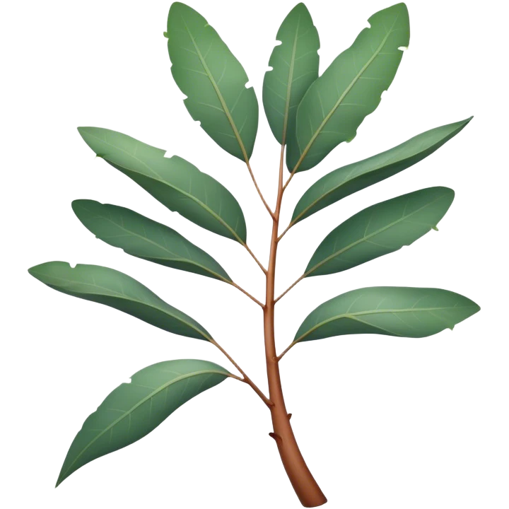 Cinematic Realistic Eucalyptus Emoji, Tall and graceful, with slender trunks covered in smooth, peeling bark and large, fragrant leaves. The eucalyptus trees sway gently in the breeze, releasing a calming aroma that fills the air. Soft glowing outline, capturing the essence of rugged beauty and natural serenity in a tall eucalyptus tree! emoji