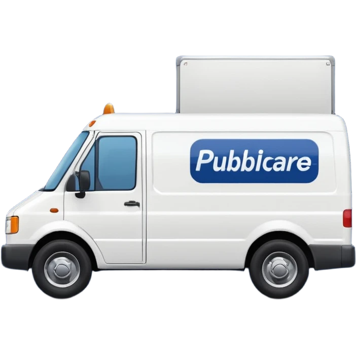 delivery by van, Logo "Publicare" (in dark blue) emoji
