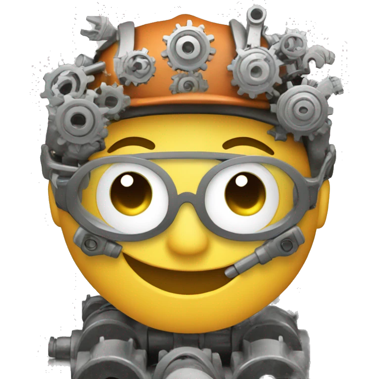 Happy face with an engineering gear emoji