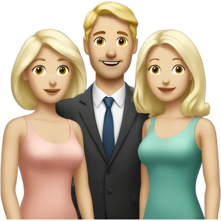 White man with two white blonde wives emoji