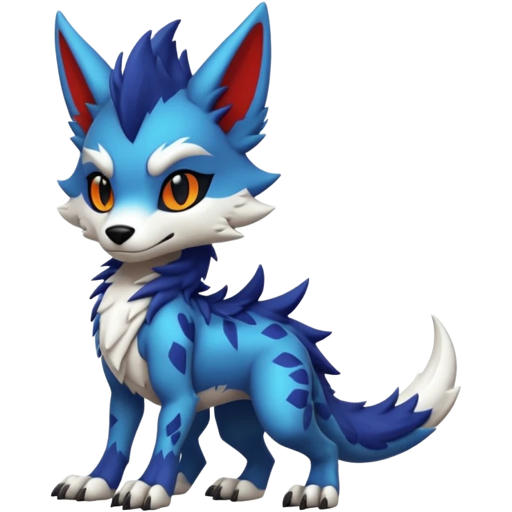 Cool Hot randomly-colored chibi furry anthropomorphic fantasy-Fakémon-Sergal-Canine-creature with edgy markings (full body) emoji