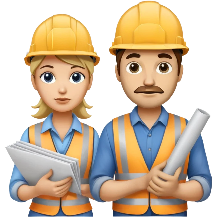 Woman and man builders emoji