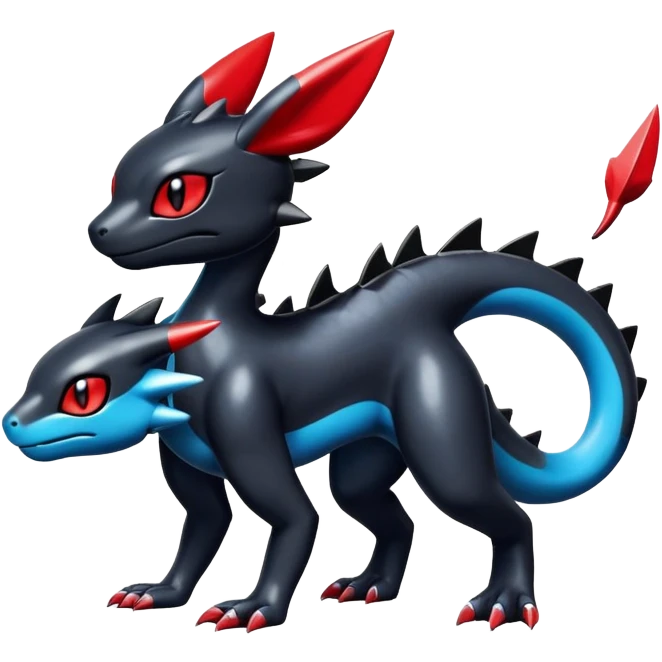 Cute Shiny Guilmon-Salandit-Umbreon-Fakémon-hybrid-creature (full body)  emoji