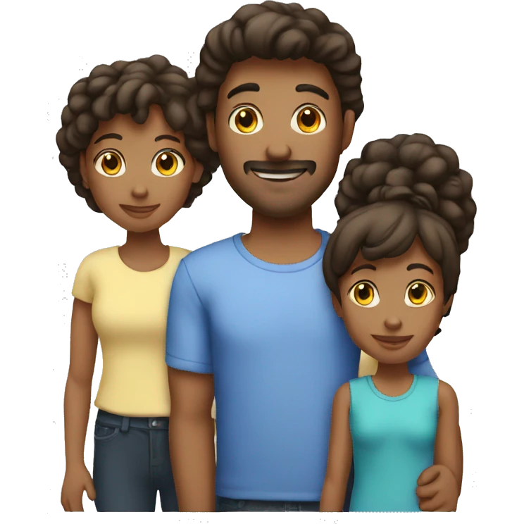 family of 4 including parents, daughter and son emoji