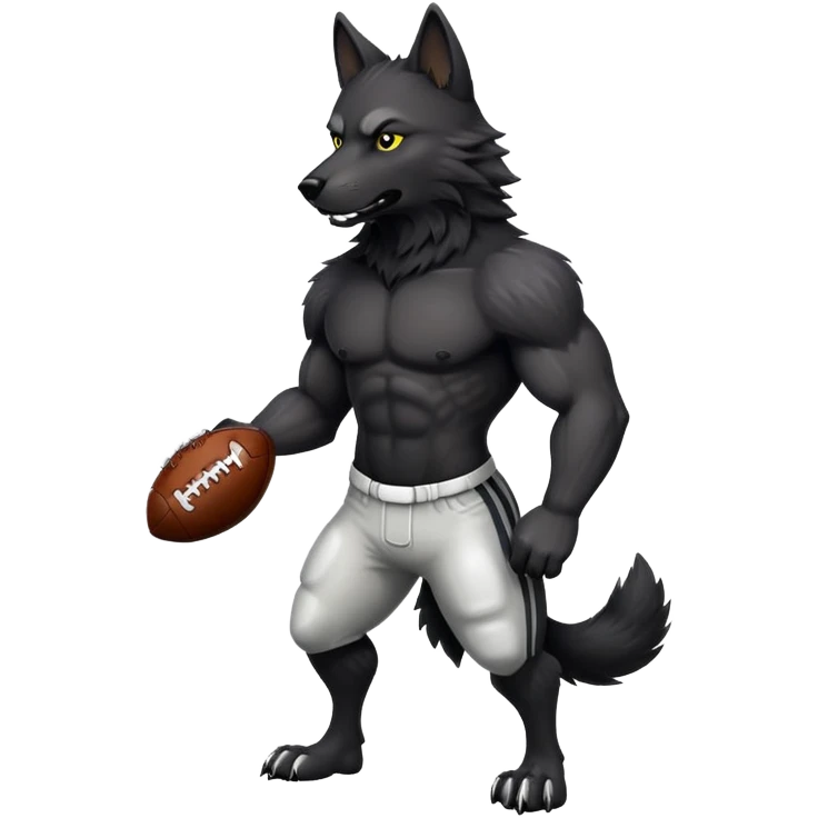 black wolf with a football emoji