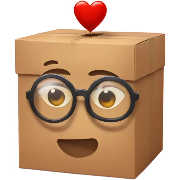 smart box with glasses above a big red heart emoji