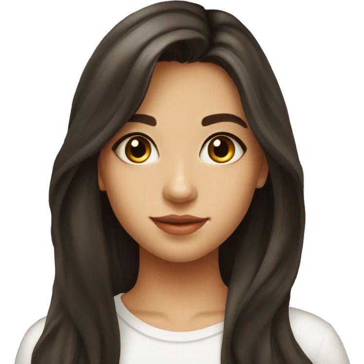 23 year old girl, beutiful, ¡¡ dark brown hair, brown almond eyes, long hair with curtain bangs emoji