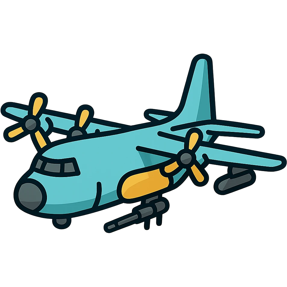 AC-130 gunship aircraft with visible weapons emoji