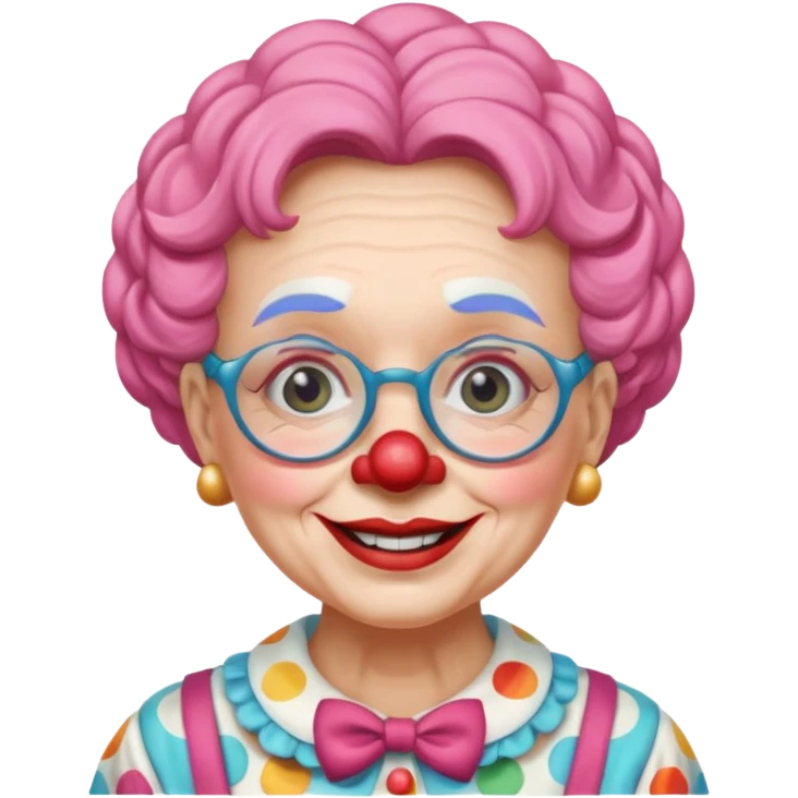 grandma clown with eyeglasses emoji