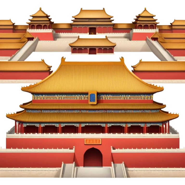 Forbidden City palace in Beijing, traditional Chinese imperial architecture, red walls and gold roof, emoji style emoji